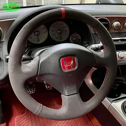 Black Suede Leather Car Steering Wheel Cover For Honda S2000 2000-2008 Civic 2002-2004 Acura RSX Type-S 2002-2006 Suede Braid