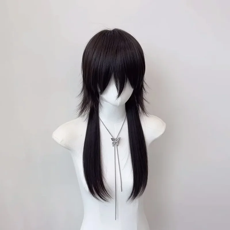 Synthetic Straight Mullet Head Short black long wigs Lolita Cosplay Wolf Tailed Fluffy Wig for Women and Men Daily Party 가발