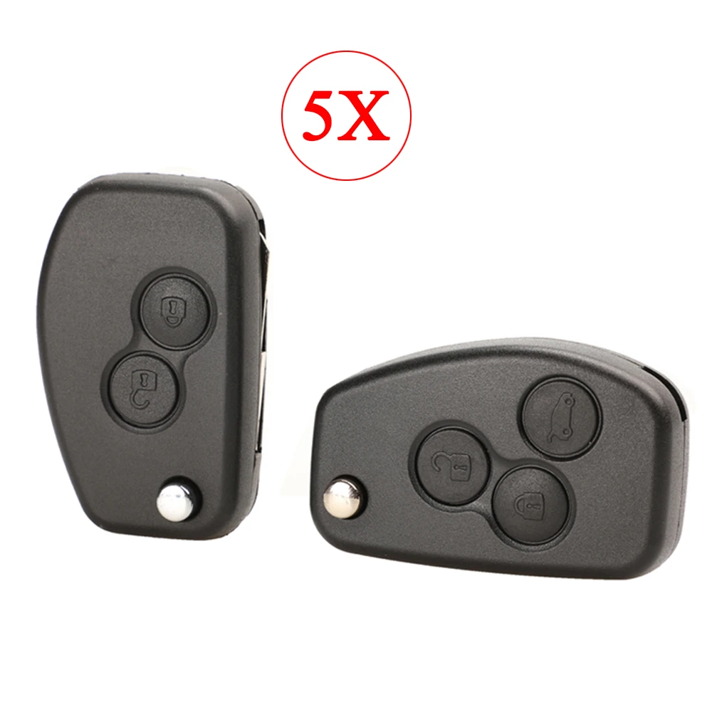 

jingyuqin 5pcs 2 Buttons Flip Folding Remote Cover Case For Renault Megane Dacia Modus Espace Duster Clio Modified Key Fob Shell
