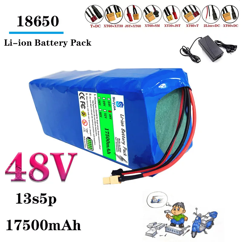 

Встроенная батарея 48В 17.5Ач 13S5P с BMS, 500Вт 750Вт 1000Вт для электрического мобильного инструмента, литиевая батарея 18650 + зарядное устройство 54.6В 2А