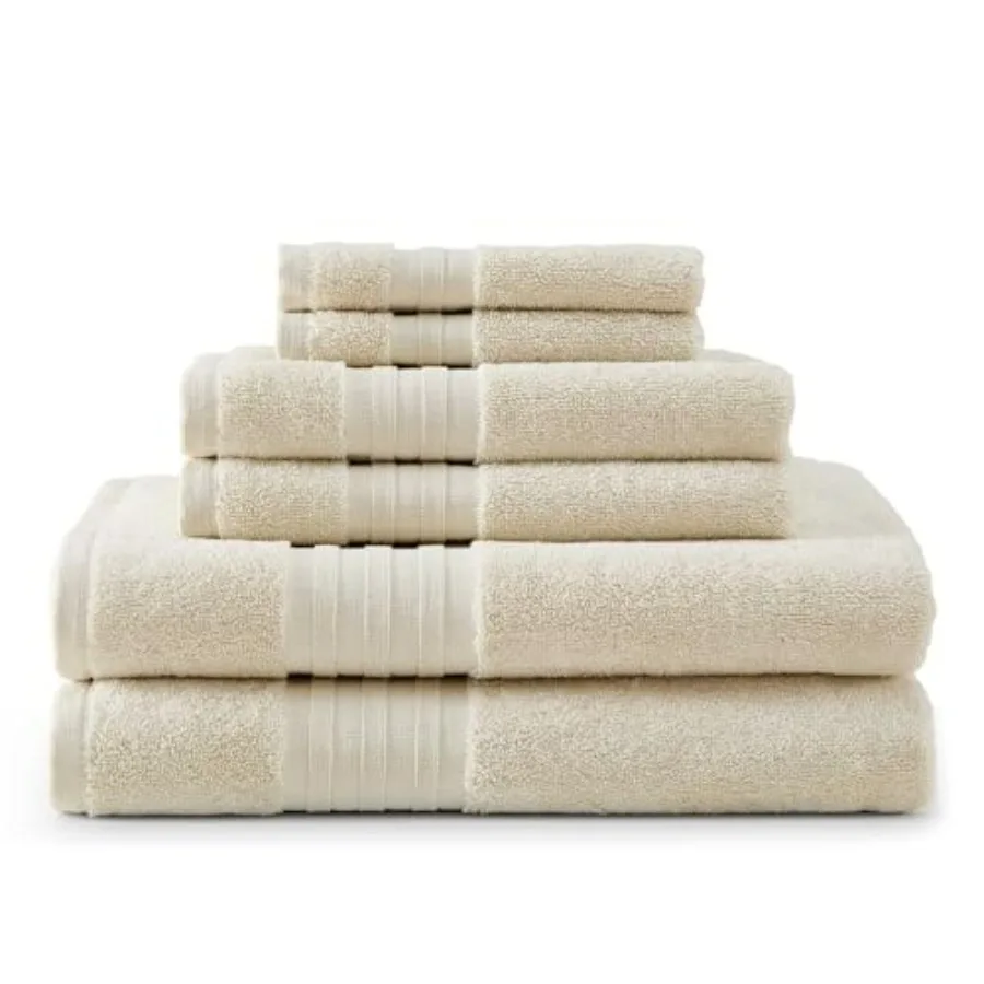 Bath Towels for Home Use, 100 Cotton, Beige, Soft Absorbent Plush 700 GSM with Textured Dobby Weave