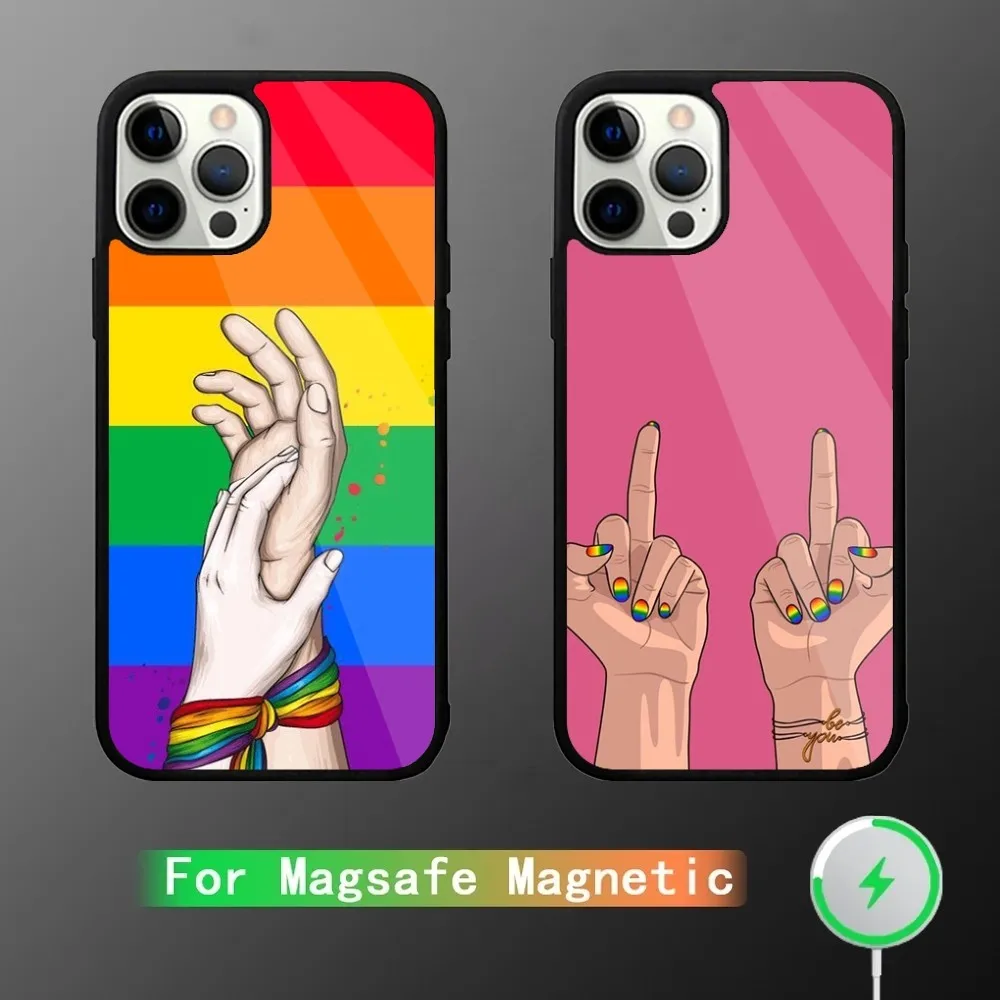 

LGBT Rainbow Gay Lesbian Phone Case For iPhone 15,14,13,12,11,Plus,Pro,Max Mini Magsafe Magnetic Wireless Charging