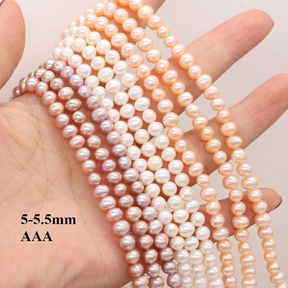 Natural Freshwater Pearl 5-5.5mm AAA Round White Orange Purple Pearl Bead Jewelry Make DIY Necklace Bracelet Accessories