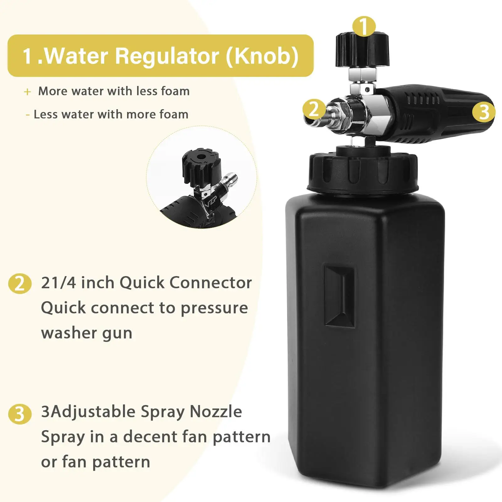 مدفع رغوة لغسالات الضغط رغوة سميكة غسيل السيارات مدفع رغوة مع فم واسع 1000 مللي رغوة لغسيل السيارات #6