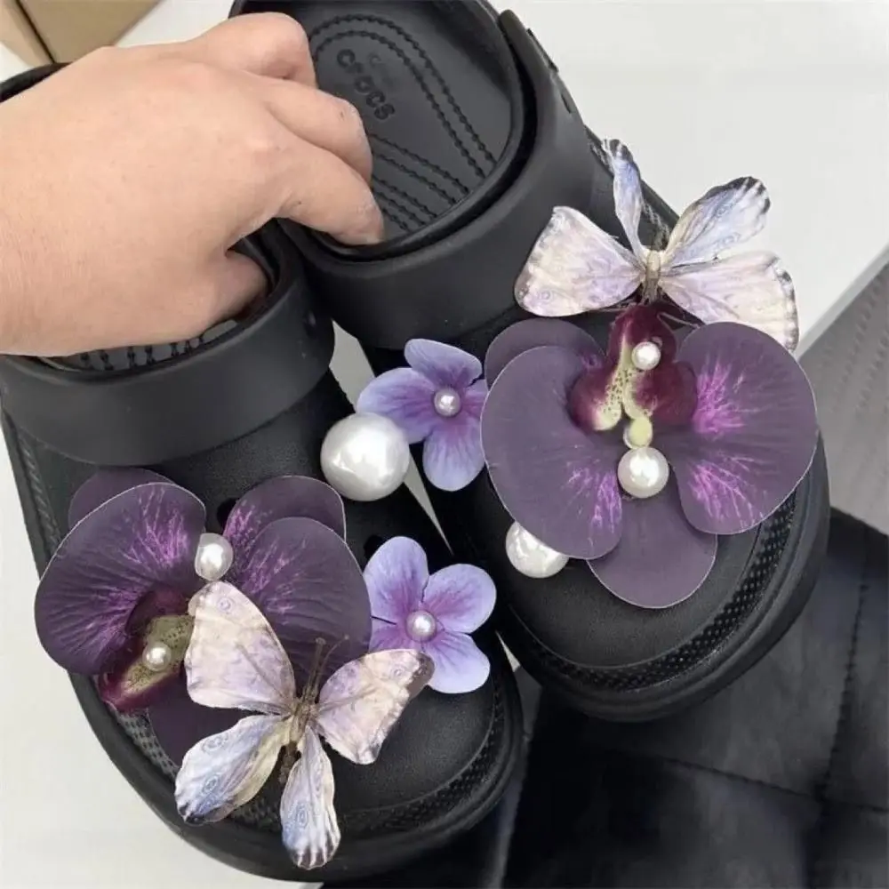 

Popular Blue Orchid Series Shoe Flower DIY Detachable Orchid Shoes Charms Shoe Decorations