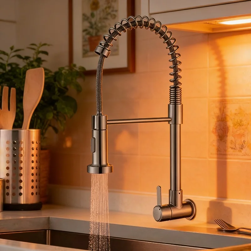 Kitchen Wall Faucet Deck Mounted Single Cold Tap 360 Degree Rotation Stream Sprayer Nozzle Sink Taps Batidora  Grifo Cocina