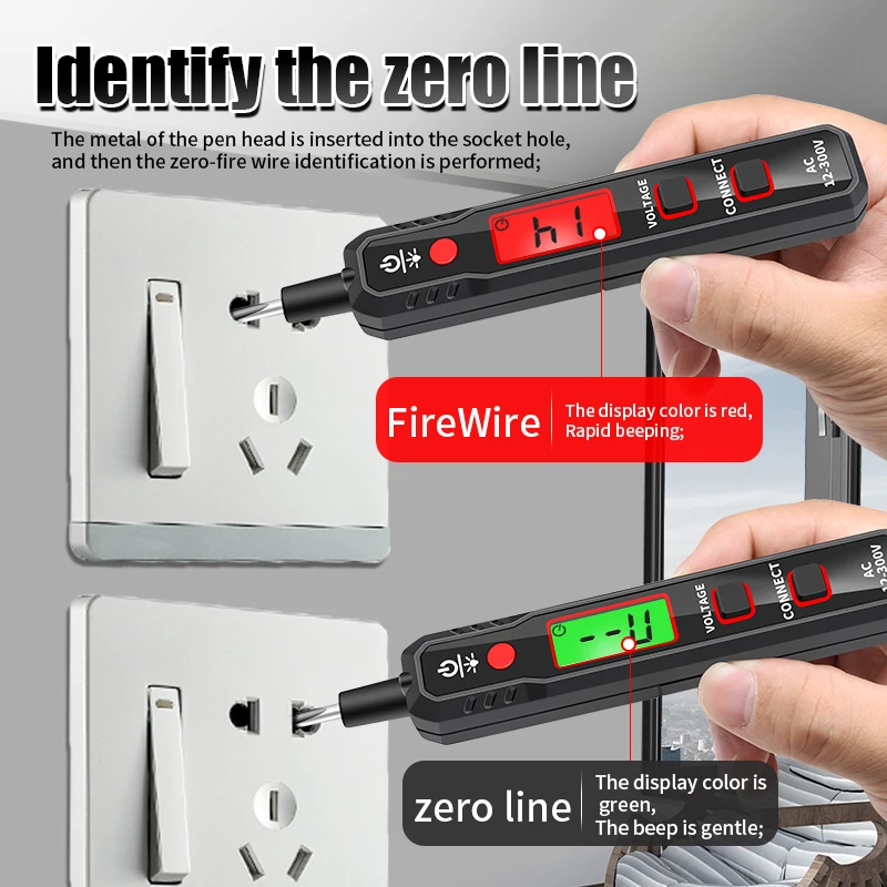 HT89 12V-300V Multitester Non-contact Voltage Detector Tester Pen Meter Pencil Indicator Electrician Tools Screen Display