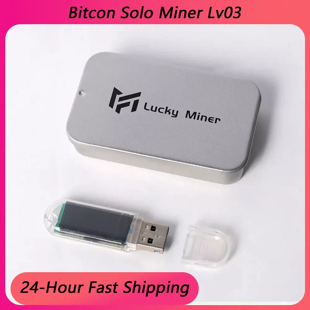 Btc miner machine lv03 crypto asic mining 1W display she-256 asic ship mini USB 74KH/S usb solo miner