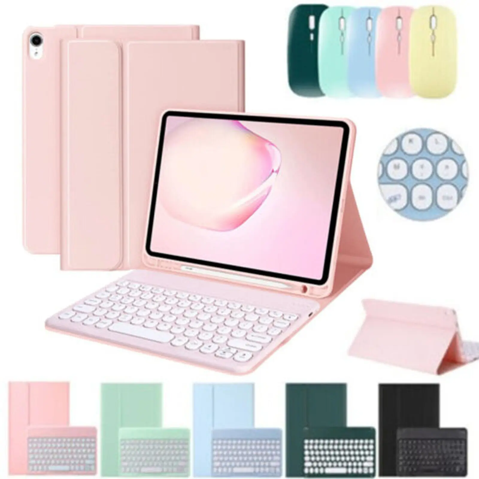 For iPad mini 6th Gen A2567 With Colorful Keyboard Leather Stand Cover Case Round Key Wireless Keyboard For 8.3 inch Tablet Case