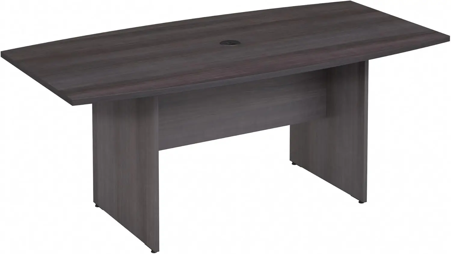 72W x 36D Boat Shaped Conference Table with Wood Base in Storm Gray, Large Meeting Desk for Professional Office