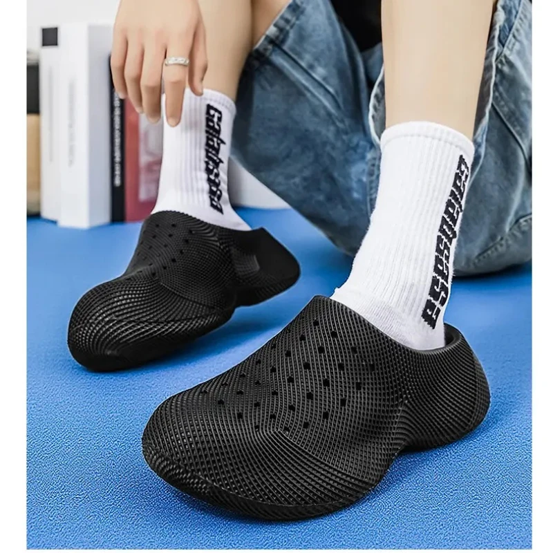 Men's and women's thick bottom EVA 3D pattern explosive toe hole slippers