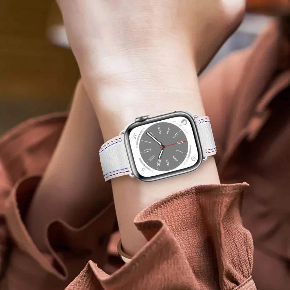 حزام من الجلد لساعة أبل 10 42 مللي متر 46 مللي متر الترا 49 مللي متر 9 8 7 45 مللي متر 41 مللي متر جودة عالية استبدال معصمه iWatch 6 5 SE 44 مللي متر 40 مللي متر