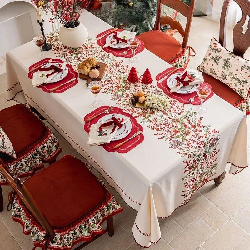 American Christmas tablecloth waterproof festive atmosphere coffee table cover high-end dining table cloth rectangular table mat