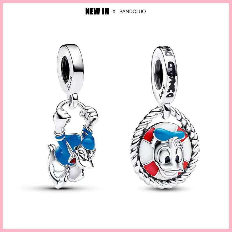 925 Silver Donald Duck&Minnie Headdress Charms Beads Fit Pandora 925 Original Bracelets Necklace Womens Fine DIY Jewelry Gifts