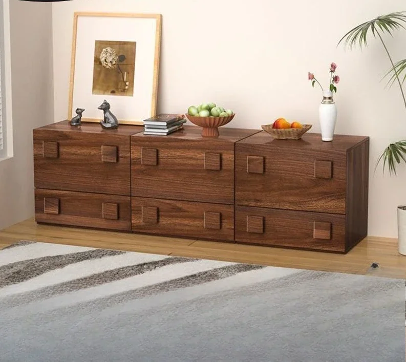 Nordic Retro Solid Wood Module Cabinet Simple Small Apartment Creative Combination Chest Cabinet Modern Household Storage