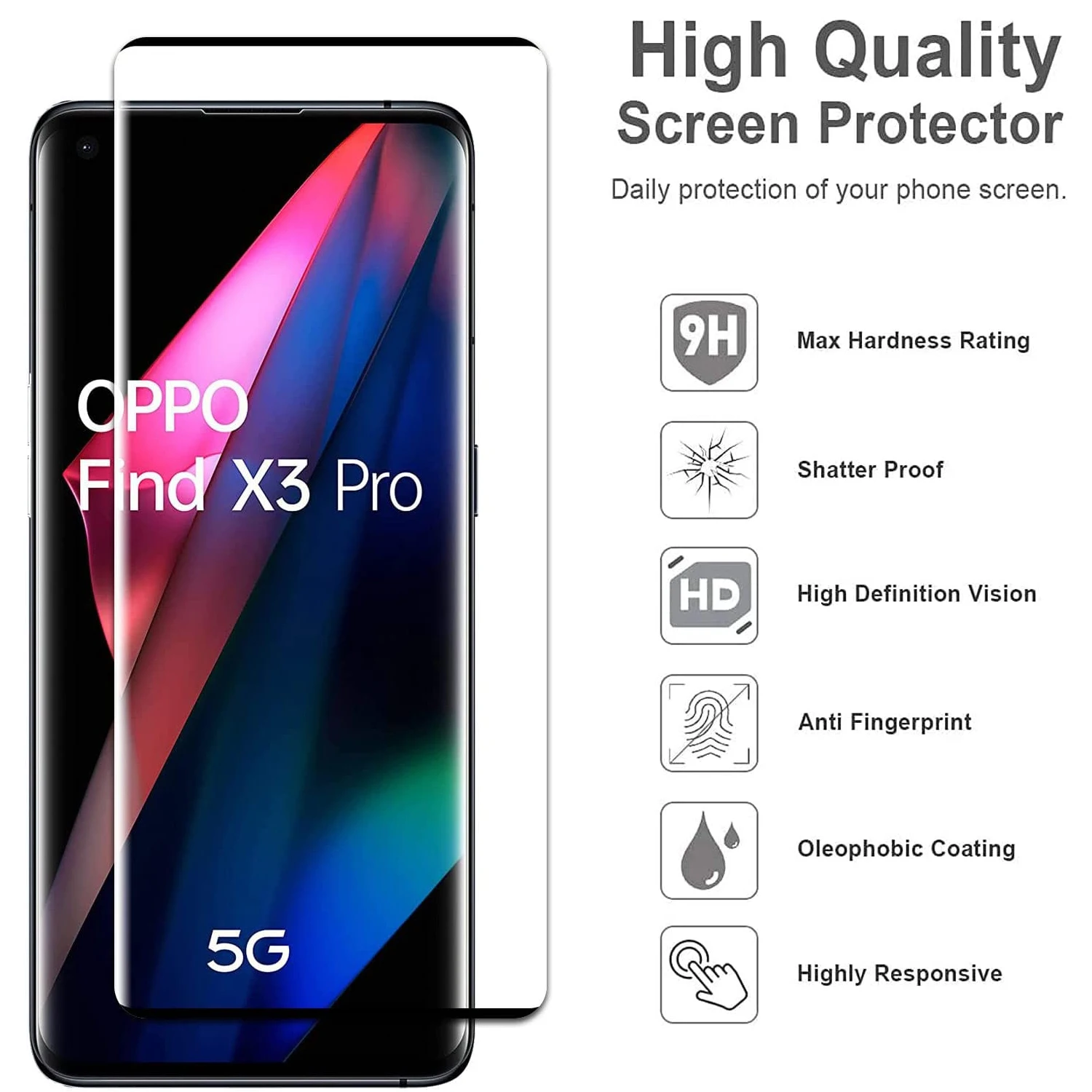 9H Curved Four Sides Glue Tempered Glass For OPPO Find X3 Neo 2/4Pcs HD Screen Protector Film