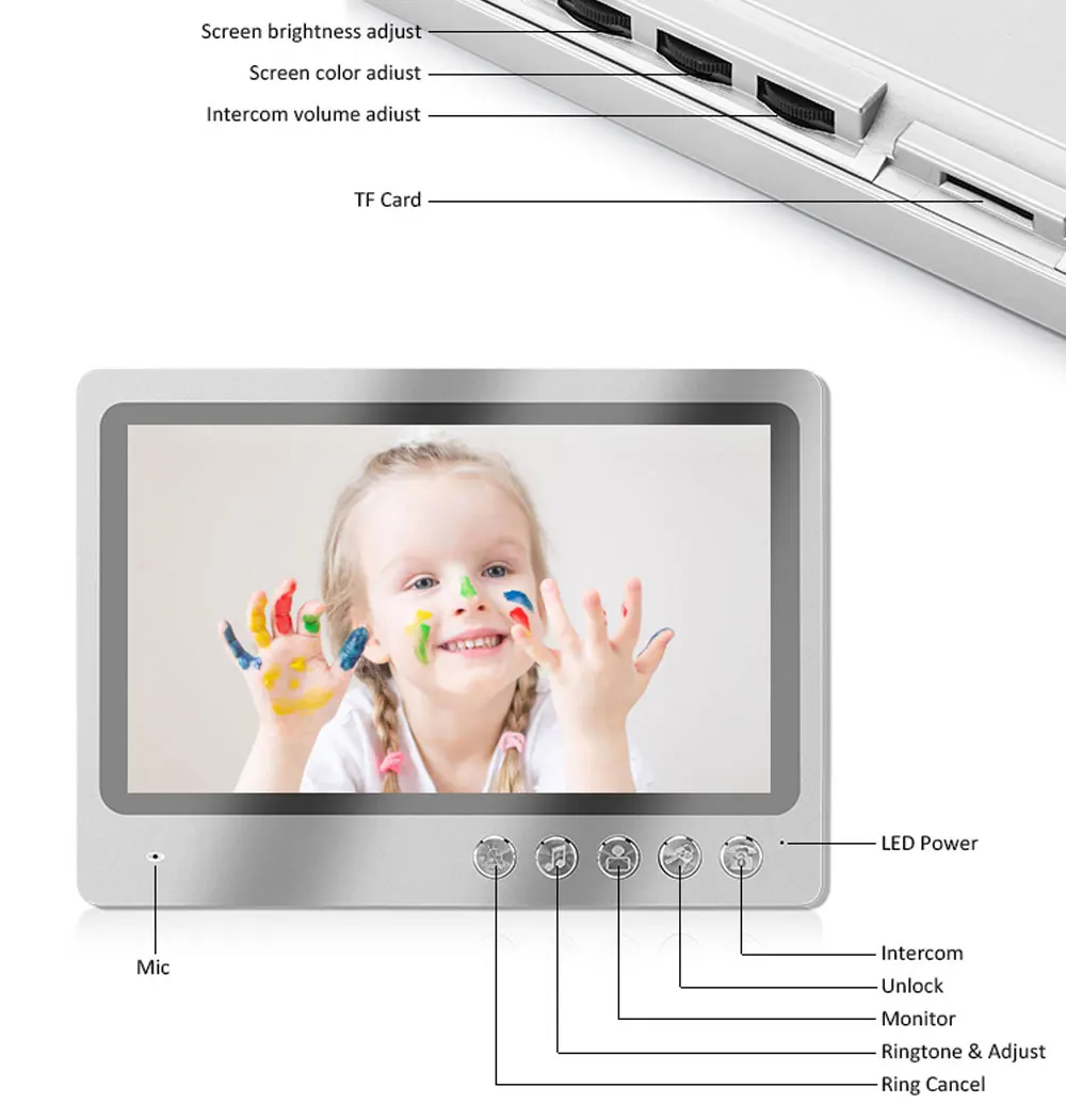 Layar IPS 9 Inci Bel Pintu IP WIFI Berkabel Kartu Rfid/Kontrol Akses Kata Sandi Interkom Telepon Pintu Video Penampil Lubang Intip Visual