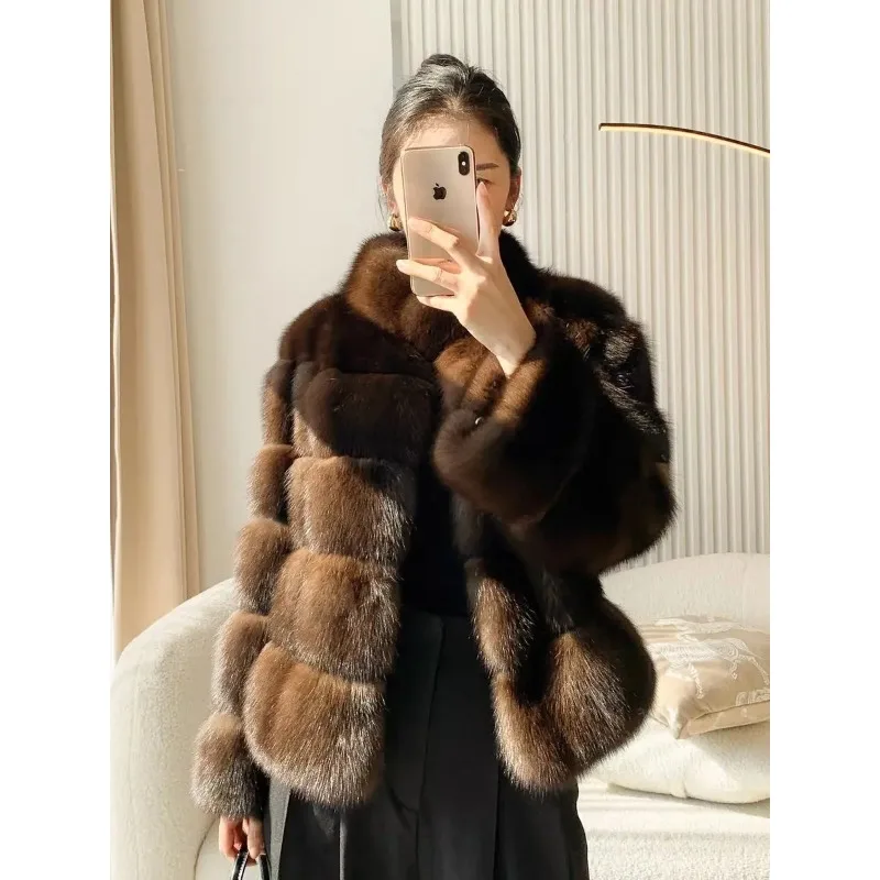 2025 Short Fur Coat Fashionable Autumn Winter New Style Young Fur Jacket Stand Collar