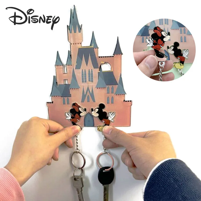 Disney Mickey Mini Acrylic Keychain Couple Cartoon Creativity Women Bag Pendant Refrigerator Sticker Room Door Decoration Gift