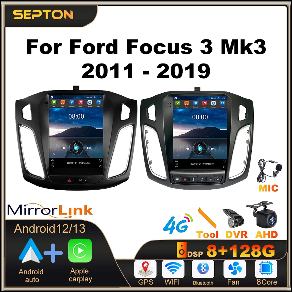 

SEPTON 8+128G Android 12 9.7" Car Radio For Ford Focus 3 Mk3 2011-2019 CarPlay Multimedia Player Stereo GPS 4G 2 Din Head Unit