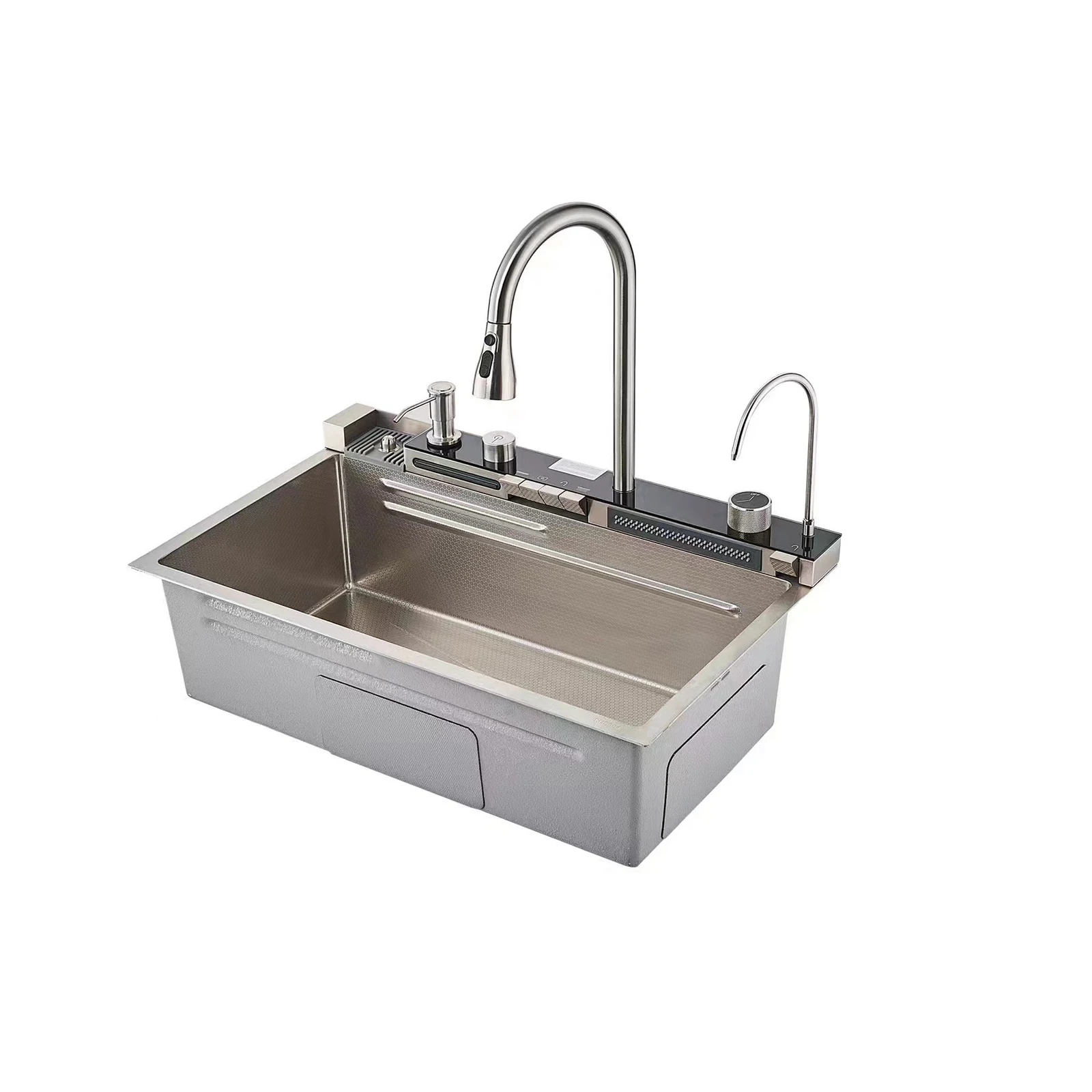 

Junyu rectangular 304 bowl undermount stainless steel apron farmhouse handmade smart waterfall multifunction kitchen sink