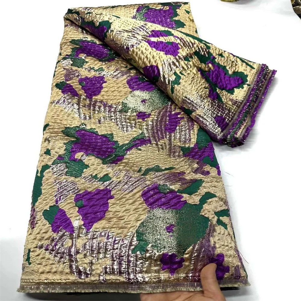 

Latest African Brocade Jacquard Laces Fabrics 2024 5 Yards High Quality Nigerian Jacquard Laces Fabric For Women Elegant Dresses