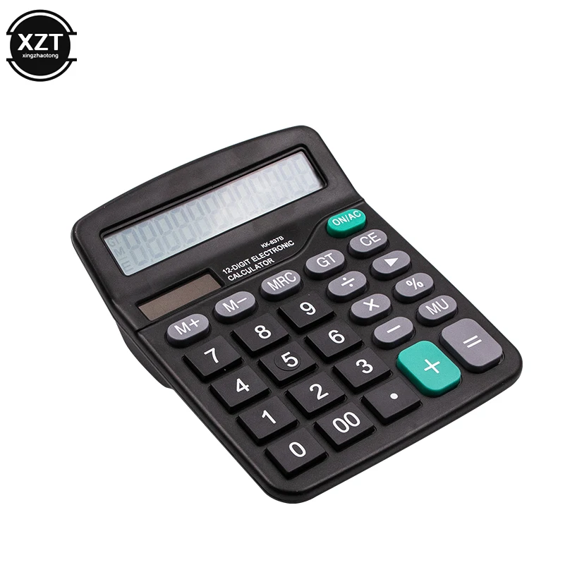 Portable 12 Digit Calculator Solar & Battery 2in1 Powered Calculator for Office Financial Programmer Dual Power Calculators
