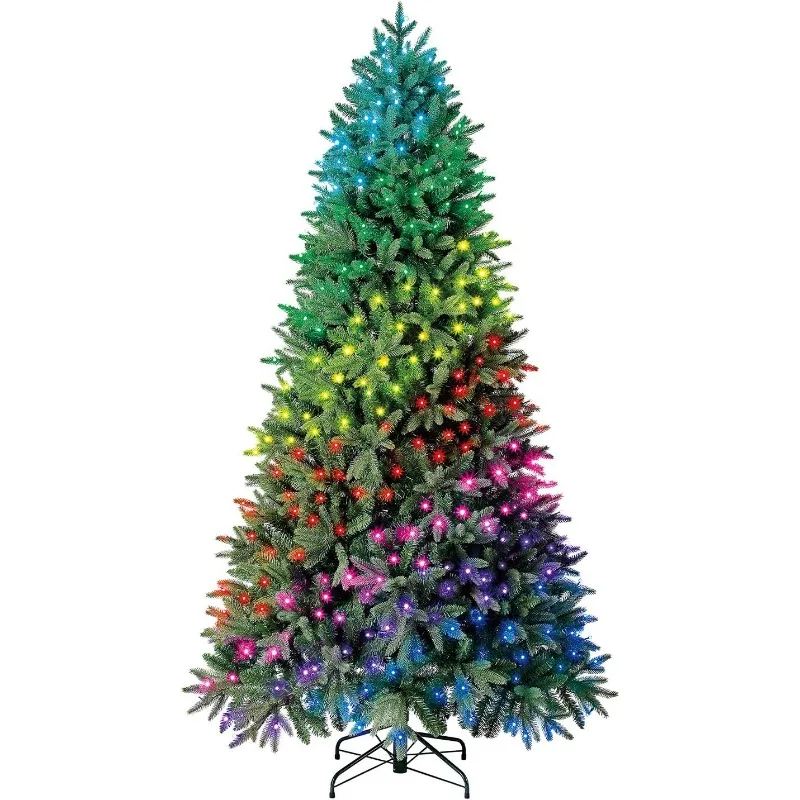 

7.5 Ft Twinkly Pre-Lit Aspen Pine Quick Set Artificial Christmas Tree, App-Controlled Multi-Color RGB Lights Branch 2,541