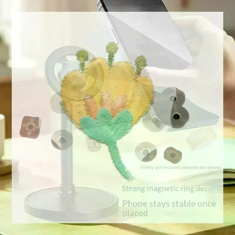 

Adjustable Magnetic Phone Stand With Telescopic Pole And 360 Degree Rotation Desktop Holder For Compatible Smartphones