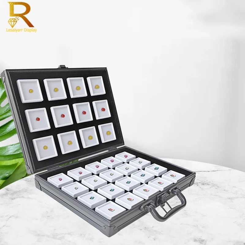 

Gems Carry Travel Display Box Suitcase Loose Diamond Storage Container Collection Jewelry Pad Gemstone Holder Tray Carrying Case