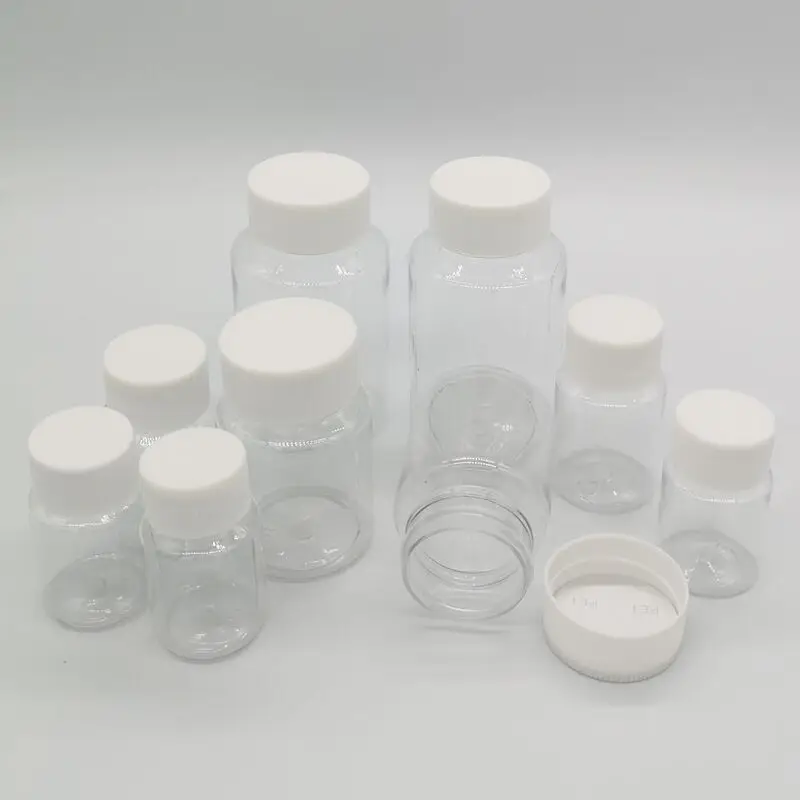 5Pcs 15/20/30/50/60/80/100ml Portable Clear Plastic Bottles Vial Liquid, Solid Vial Packing Bottle Wholesale Medicine Bottle