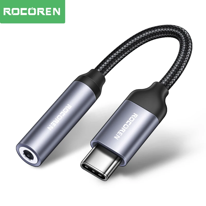 Rocoren USB Aux Audio Adapter Cable Type C To 3.5mm Headphone Cord Convert Jack Earphone For iPhone 15 Pro Huawei Sumsang Xiaomi