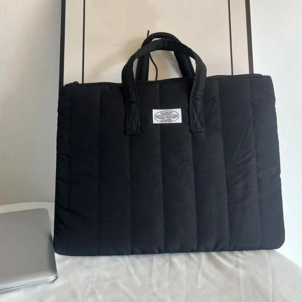 Notebook Bag Shockproof Laptop Handbag Large Capacity Breathable Computer Bag 13/14inch Solid Color Laptop Sleeve Business Trip