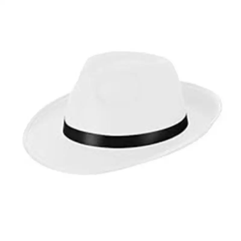 A52E Rollkrempen-Hut für Erwachsene, Bühnenshow, Trilby-Hut, Vliesstoff, flacher cooler Fedora-Hut – Detail 4