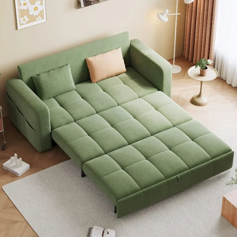 foldable fabric sofa bed small household dual-purpose folding multi-functional living room lamp luxury retractable sofa bed