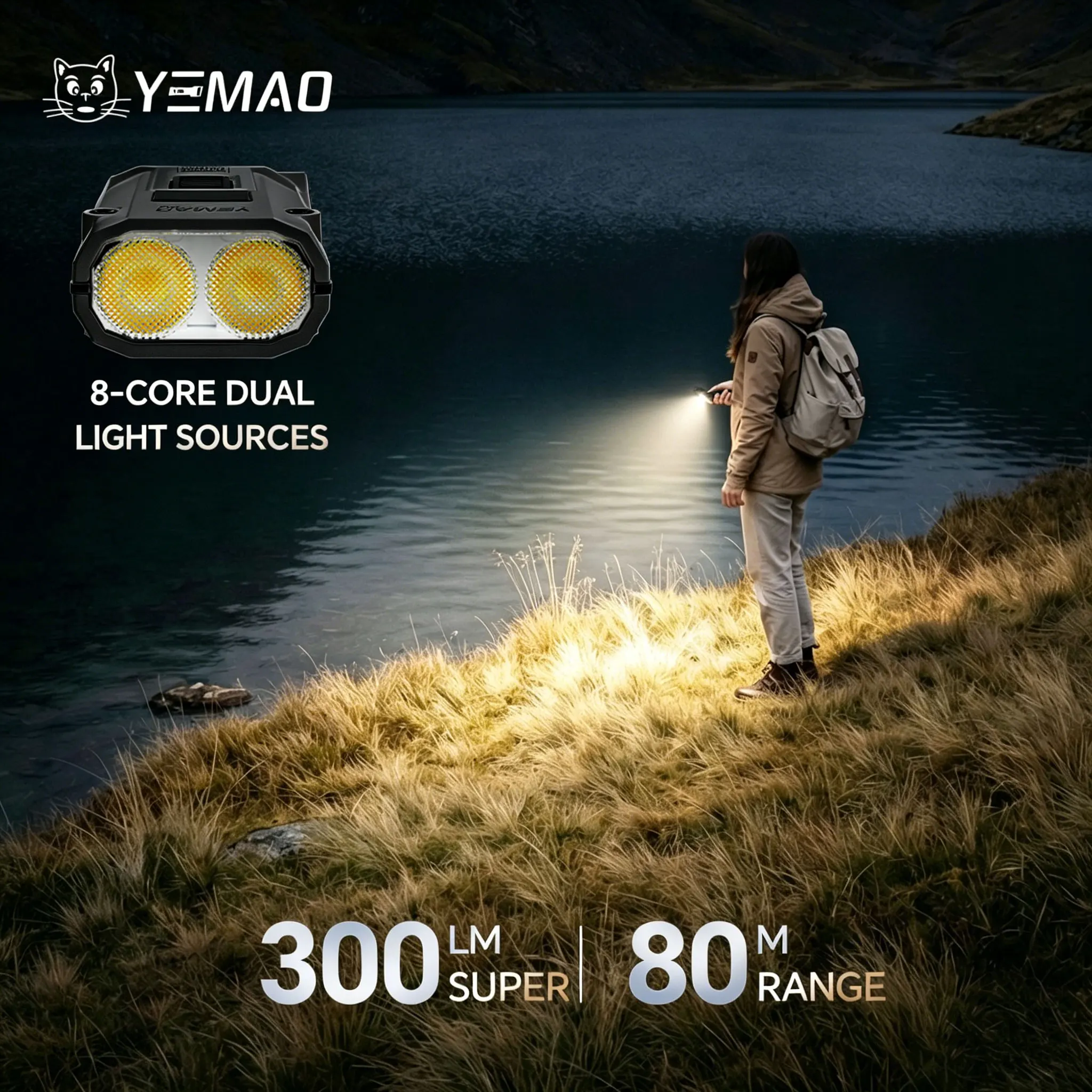 YEMAO M12 Pocket Flashlight 300 Lumens USB-C Charging Aluminum EDC Keychain Light With Power Display image 2