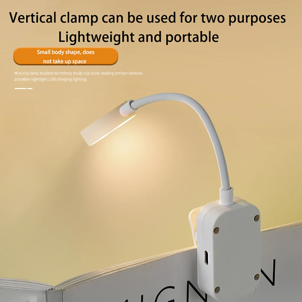 Tragbare LED-Buchlichter, verstellbarer Augenschutz, Nachtlicht, Mini 360° ° Clip-On Schreibtisch-Leselampe mit Batterie für Reisen und Schlafzimmer