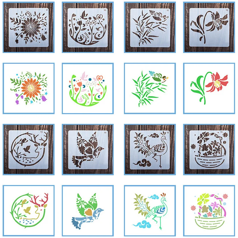 Animal Flower Graffiti Drawing Stencils Set for Wall Scrapbook Card Making Hand Copy Layering Coloring Embossing Decor Templates