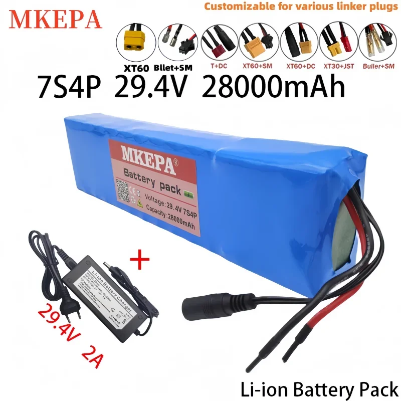 

29,4 V 7S4P 18650 28Ah перезаряжаемый телефон 29,4 V для электрического велосипеда с зарядным устройством 29,4 V