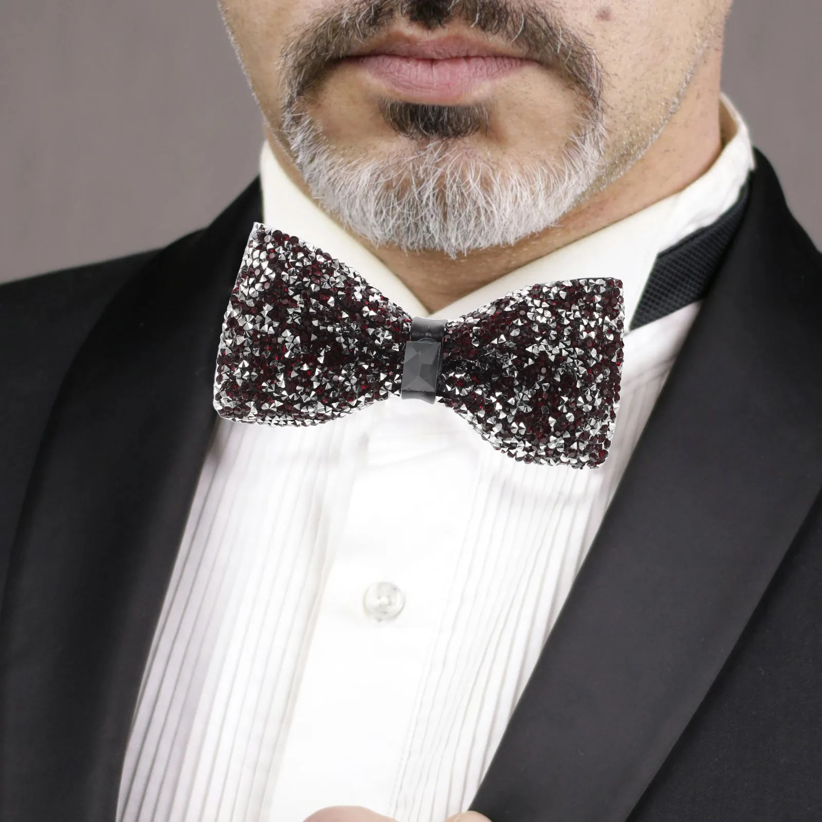 

Rhinestone Mens Sequin Bowtie Full Glitter Self Tie Nightclub Ties Retro Diamond Bowties for Formal Wear Stage