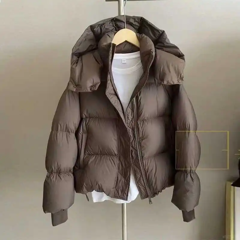 Black Parkas Crop Puffy Coats ผู้หญิงแฟชั่นฤดูหนาวเกาหลี Slim หนากางเกงขาสั้นเสื้อ Streetwear ทั้งหมด Chic Jacket