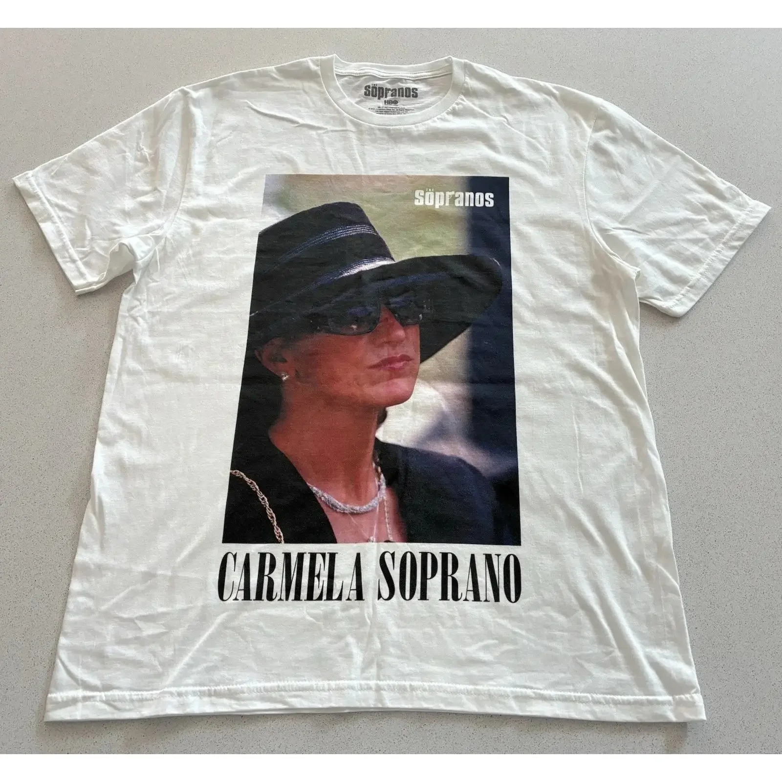 THE SOPRANOS CARMELA SOPRANO PHOTO TEE M WHITE T SHIRT OFFICIAL HBO vintage Washed graphic Versatile Soft Stylish