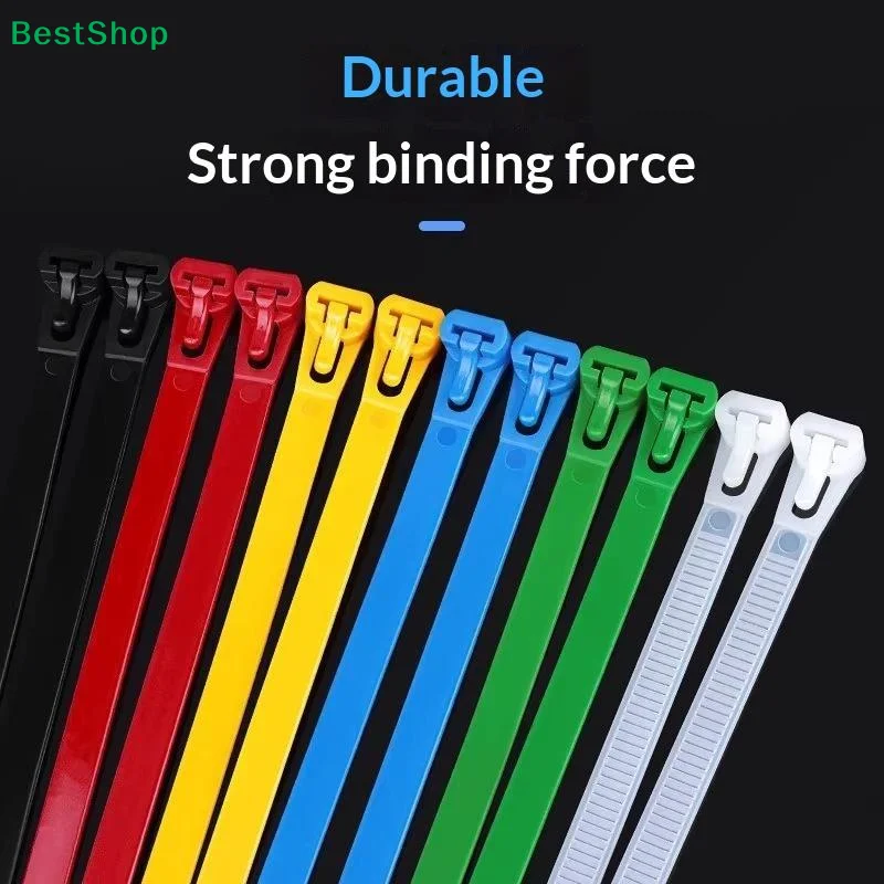 〔Q〕100PCS Reusable Self-locking Plastic Nylon Cable Tie Slipknot Cable Organizer Cable Tidy Lock Strap Zip Ties Binder