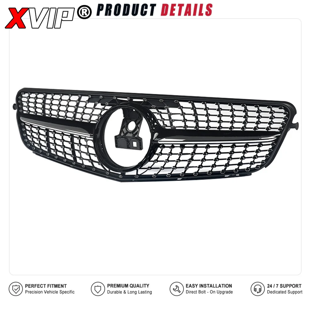 XVIP Gloss Black Diamond Style Front Grille For Mercedes Benz C-Class W204/S204/C204 2008-14 C180 C200 C230 C250 C280 C300 C350