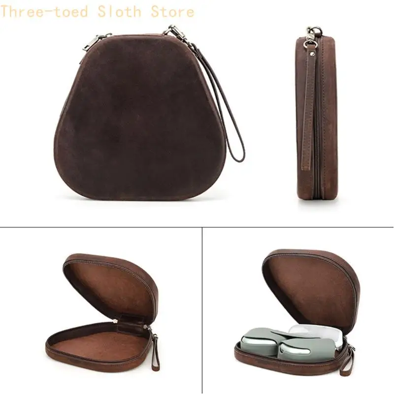 

Leather Case Headphones Carrying Storage Bag with Hand Straps for Gaming Headphones E74A