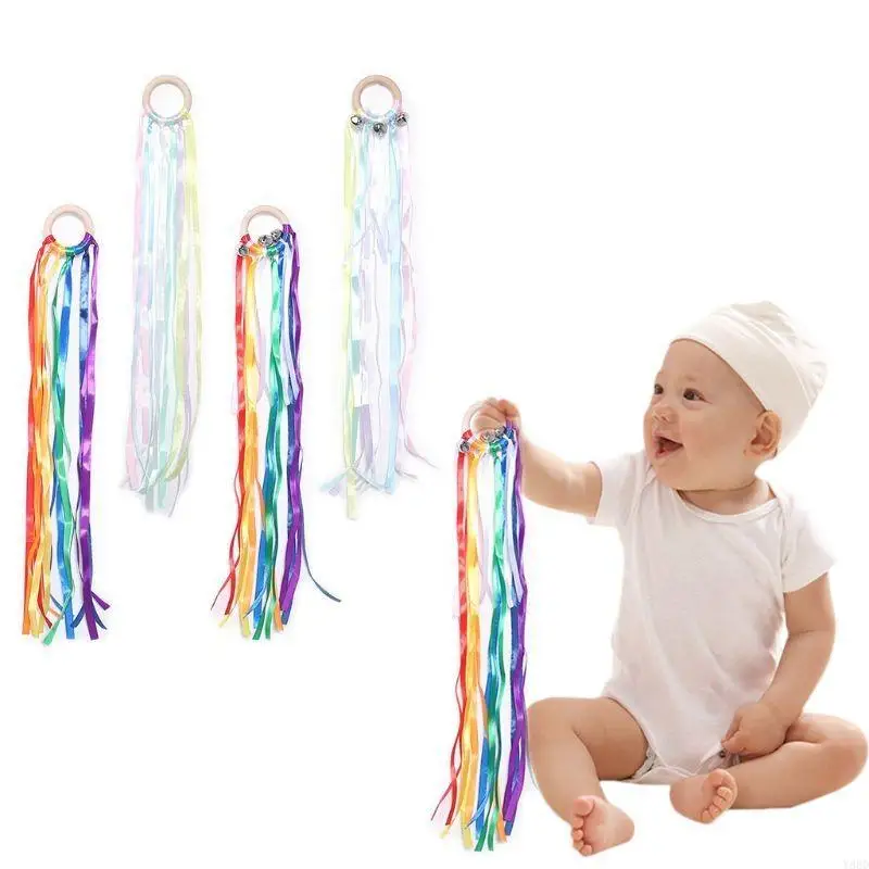 Y88D Wooden Baby Rainbow Hanging Baby Teething for Visual Sensory Stimulation