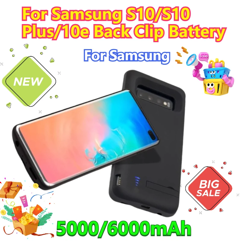 

5000/6000mAh for Samsung S10/S10 Plus/10e Back Clip Battery Large Capacity Soft Rubber Case Charging Wireless Power Bank