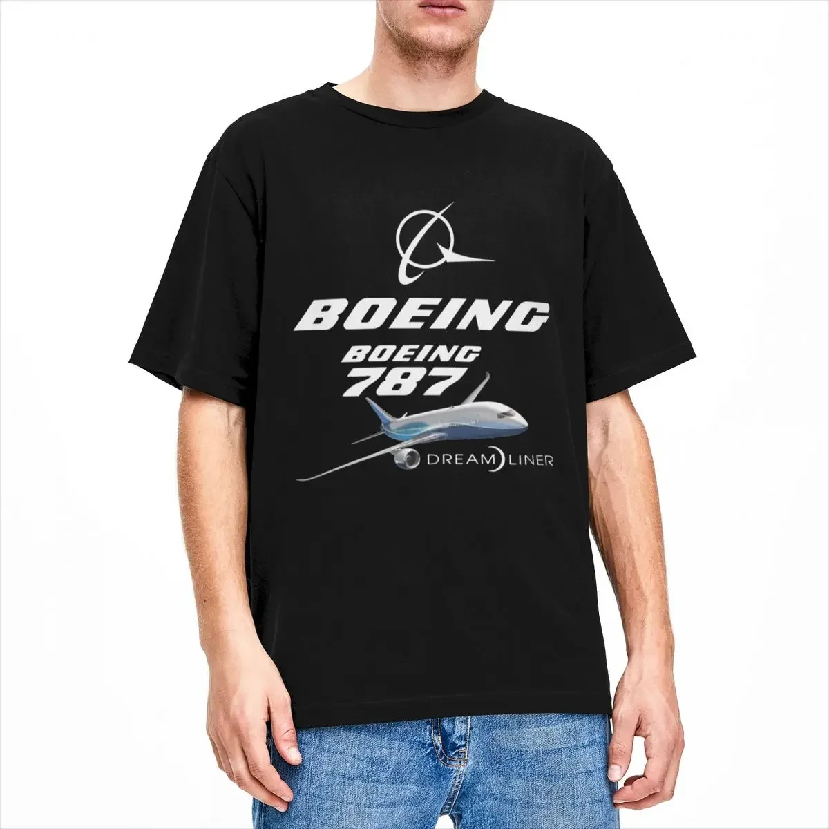 Boeing 787 Dreamliner Airplane for Men Women T Shirts Merchandise Novelty Tees Short Sleeve T-Shirt Pure Cotton Plus Size Tops