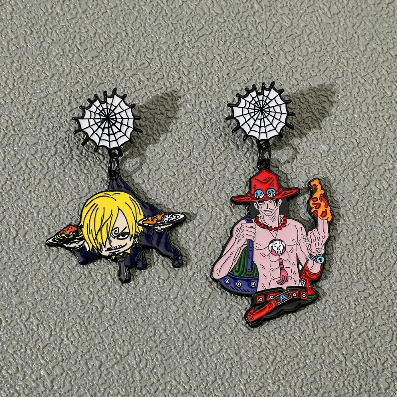 One Piece Cartoon Q Figural Brooch Sanji Ace Anime Action Figure Matel Toy Badge Merchandise Decoration Children Christmas Gifts