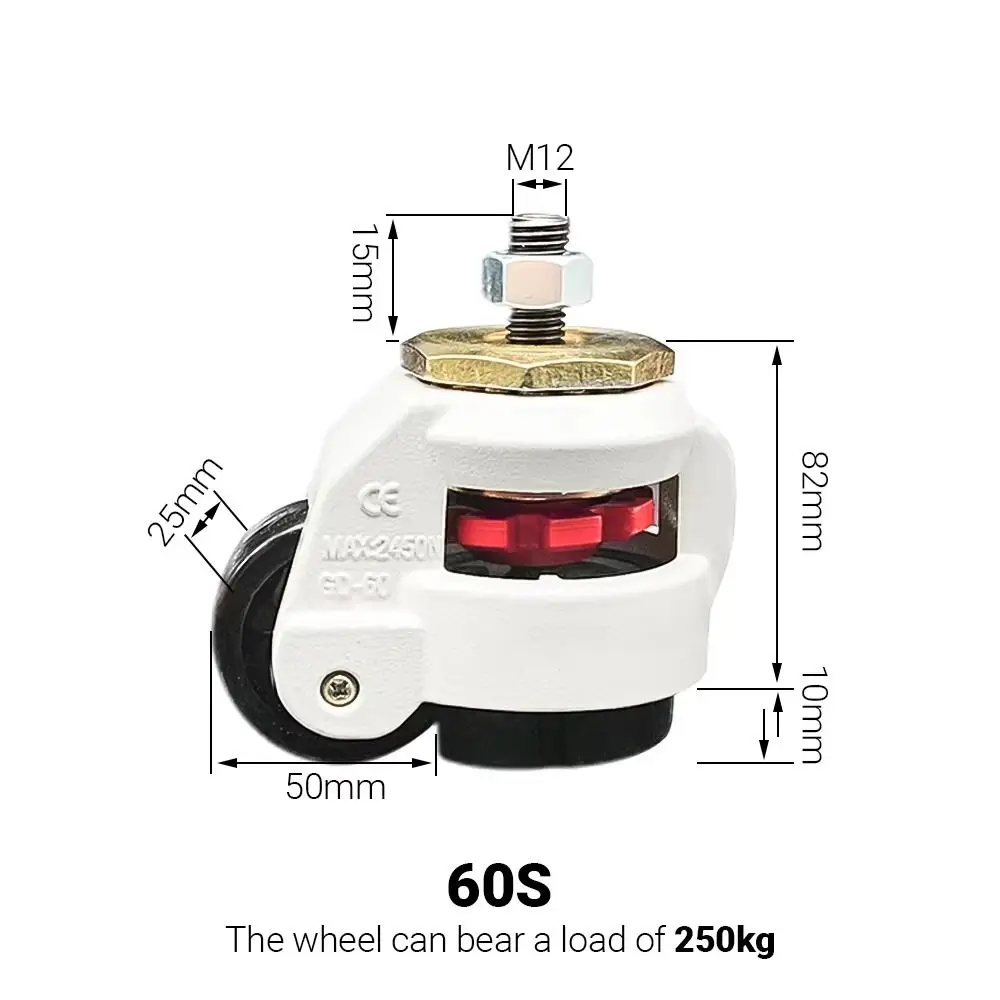 1Pcs Adjustable Height Leveling Caster Wheels 40S/60S/80S 550LBS Capacity Furniture Machine Feet Anti-slip Universal